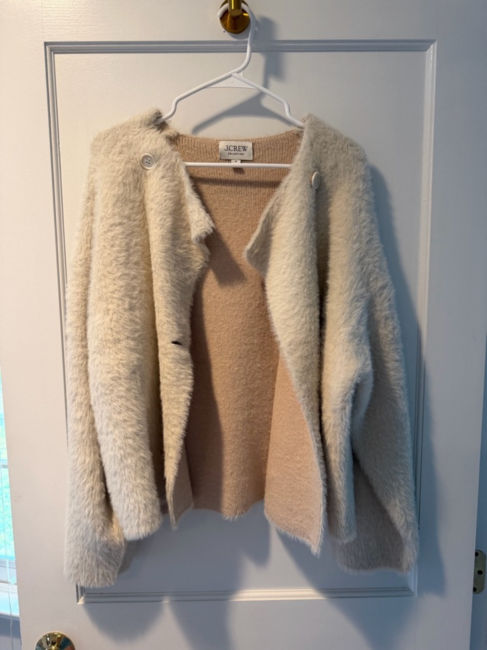J.Crew Cream & Camel Teddy Open-Front Jacket
